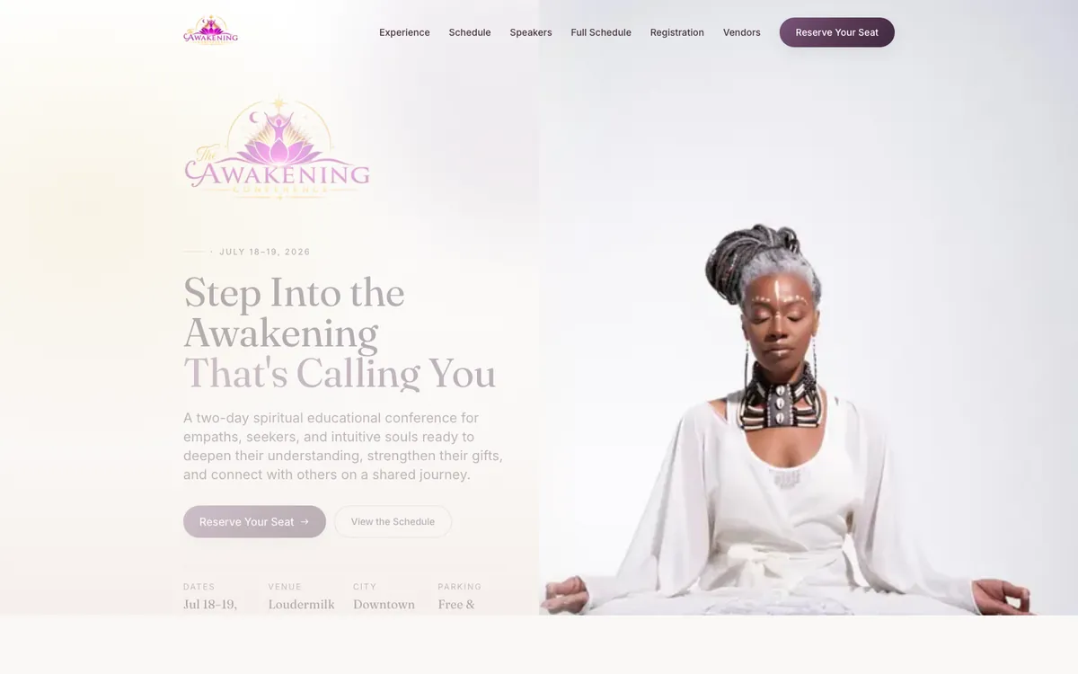 Awakening immersive experience with expressive identity and contemplative imagery.